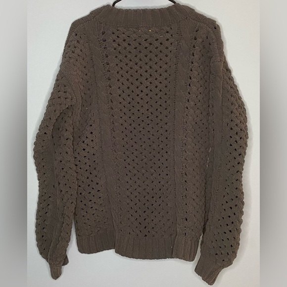 Anthropologie POL Chunky Sweater Open Weave Dark Gray Medium Zipper Accent - Picture 2 of 5